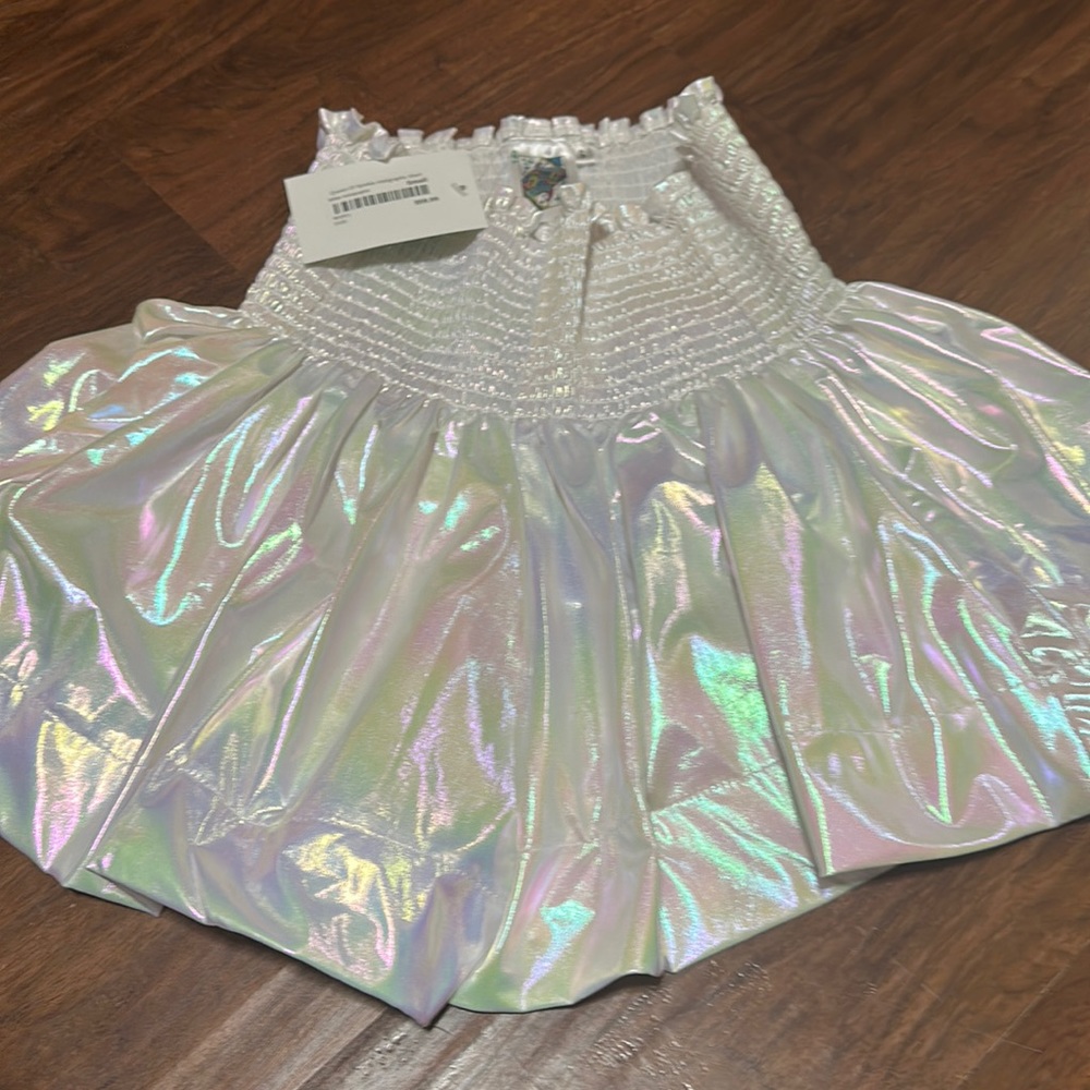 Queen of Sparkles White Metallic Flowy Short